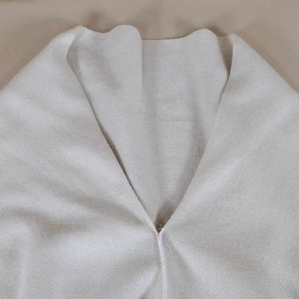 White Women’s Shawl Scarf Cream Beige Fringe Boho Flowy Casual Fall Layering